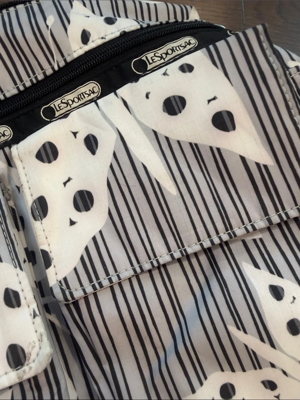 LeSportsac Black and White Butterfly Print Crossbody Tote - C61-011
